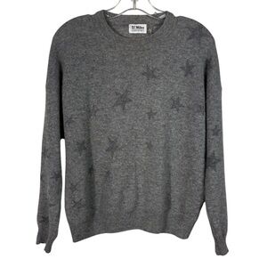 27 Miles 100% Cashmere Gray Silver Metallic Star Print Knit Sweater Small S